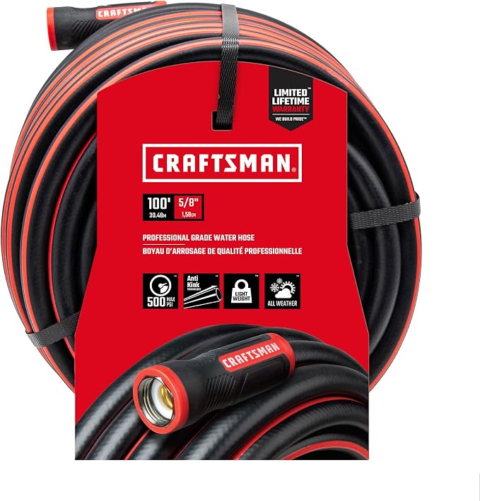 39 Craftsman Professional Grade Black Garden Hose, 100 Feet x 5/8 Inch - Image 1