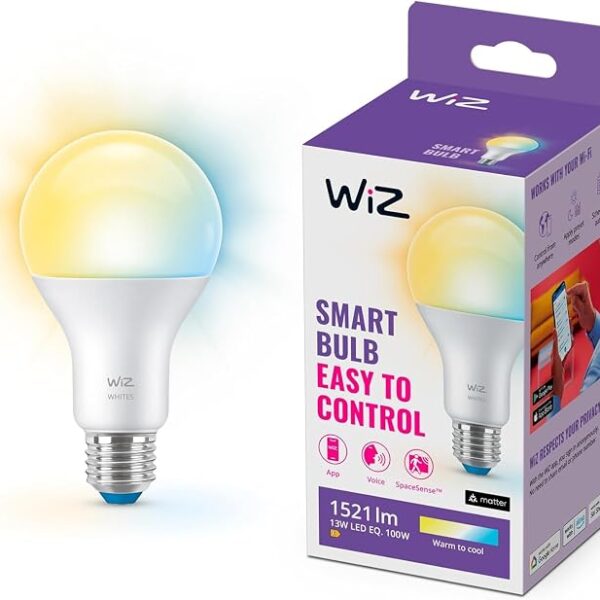 WiZ Smart Bulb, E27 Cool to Warm White Light, Smart Dimming LED